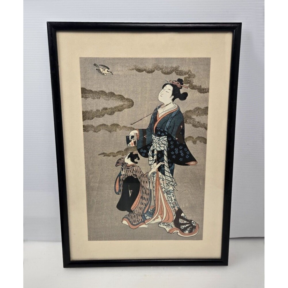 Vintage Japanese Woodblock Print Hototogisu By Furuyama Moromasa Framed
